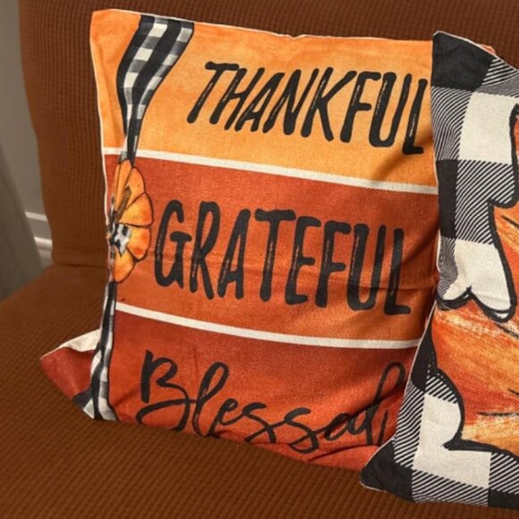 Fall Pillow Covers Pumpkin Autumn Holiday Thanksgiving Farmhouse Cottage Decor - Picture 3 of 7